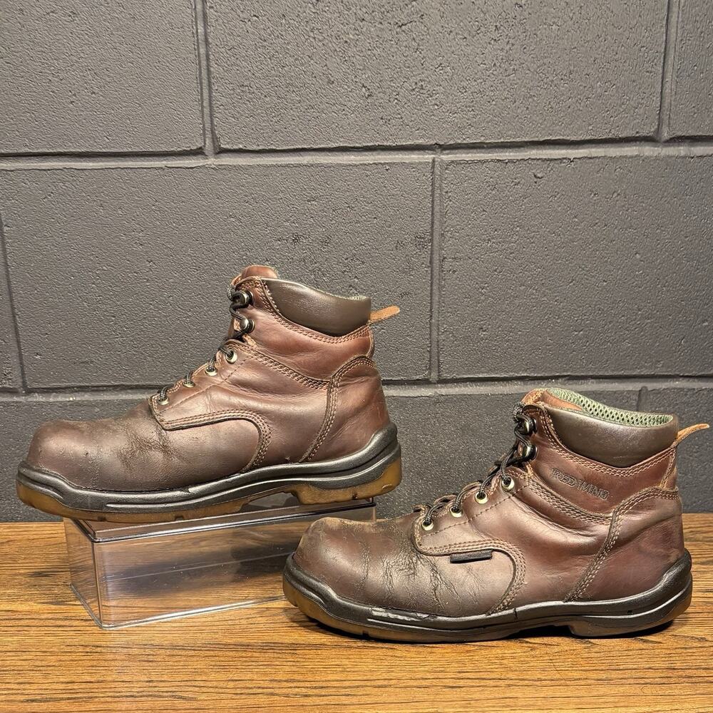 Red Wing Men’s 9.5 Steel Toe Work Boots Brown Lace-Up Safety Boots